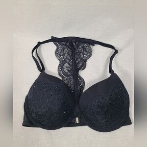 Lasenza beyond sexy push up front closure black rhinestone bra size 32C
